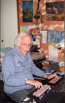 Papa Pierre playing keyboards, one of Real People in France